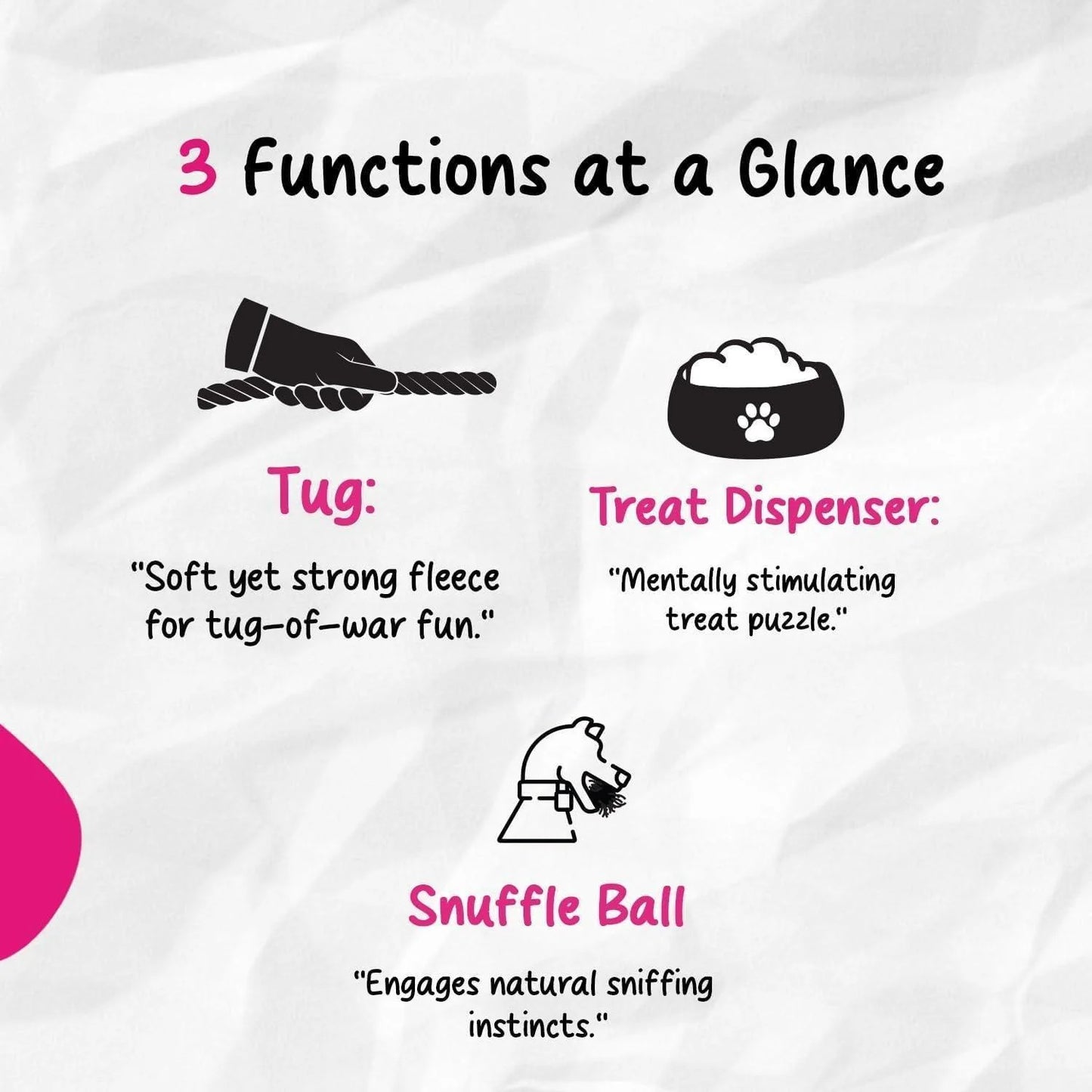 Chelsy'S Toys 3 in 1 Enrichment Tube for Dogs Tug Toy Treat Dispenser & Snuffle Ball Durable Rope Dog Toy Interactive Dog Treat Puzzle for Large Dogs & Puppies (Lavander)