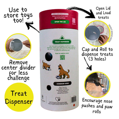 Chelsy'S Toys 3 in 1 Enrichment Tube for Dogs Tug Toy Treat Dispenser & Snuffle Ball Durable Rope Dog Toy Interactive Dog Treat Puzzle for Large Dogs & Puppies (Blue)